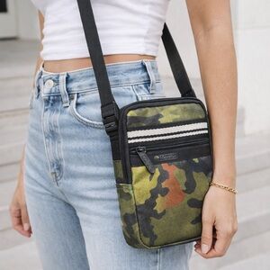Lesportsac Green Metallic Camouflage Crossbody Bag